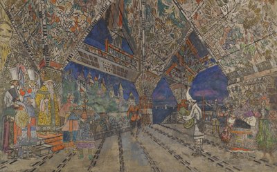 تصميم المسرح للأوبرا The Golden Cockerel من تأليف N.Rimsky-Korsakov بواسطة كونستانتين ألكسيفيتش كوروفين