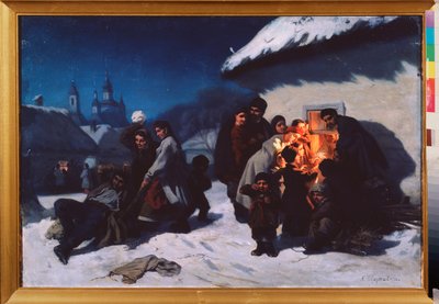 Le cantique de Noel en Ukraine (ترانيم الكريسماس في أوكرانيا) - لوحة لكونستانتين ألكساندروفيتش تروتوفسكي (تروتوفسكي) (1826-1893) ، زيت على قماش بواسطة كونستانتين الكسندروفيتش تروتوفسكي