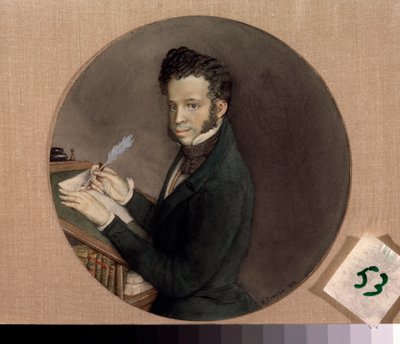 صورة للكاتب ألكسندر بوشكين (بوشكين) (1799-1837). عمل قسطنطين (كونستانتين) أندرييفيتش سوموف (1869-1939) ، لوحة مائية على ورق بواسطة كونستانتين أندرييفيتش سوموف