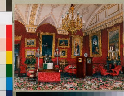 التصميمات الداخلية للقصر الشتوي (Palais d'hiver a Saint Petersbourg) - دراسة الأميرة الكبرى ماريا نيكولايفنا - ألوان مائية على الورق بقلم كونستانتين أندرييفيتش أوختومسكي (قسطنطين أوختومسكي) (1818-1881) - نهاية القرن التاسع عشر - قاتمة 26x32،8 سم - ستات بواسطة كونستانتين أندرييفيتش أوختومسكي