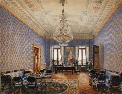 الديكورات الداخلية لقصر الشتاء. غرفة الرسم للأميرة الكبرى ماريا نيكولاييفنا ، 1837 بواسطة كونستانتين أندرييفيتش أوختومسكي