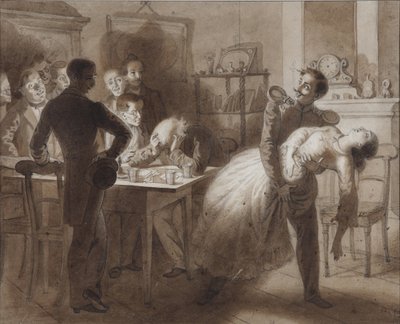 رسم توضيحي لقصيدة زوجة أمين الخزانة في تامبوف بقلم إم. ليرمونتوف ، 1862 بواسطة كونستانتين ديمترييفيتش فلافيتسكي