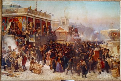 Balladins في ساحة Admiraut في عرض مسرحي شارع سانت بطرسبرغ. لوحة قسطنطين ماكوفسكي (ماكوفسكي) (1839-1915) (روسيا) 1869 موسكو ، معرض تريتياكوف بواسطة كونستانتين إيجوروفيتش ماكوفسكي