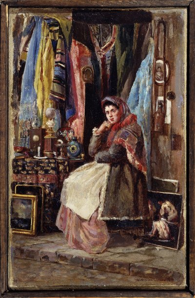 بوتيك دي كوريوزيتس (محل كيوريوسيتي). Peinture de Konstantin Yegorovich Makovsky (Constantin Makovski) (1839-1915) ، huile sur toile. الفن روسي 19e siecle. متحف إم توجانوف للفنون في أوسيتيا الشمالية ، فلاديكافكاز (فلاديكاوكازي) (روسي). بواسطة كونستانتين إيجوروفيتش ماكوفسكي