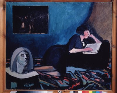 امرأة تقرأ (امرأة تقرأ). لوحة لكونستانتين نيكولايفيتش إستومين (1887-1942) ، زيت على قماش 1931 الفن الروسي الحديث ، القرن العشرين. معرض الدولة تريتياكوف ، موسكو. بواسطة قسطنطين استومين