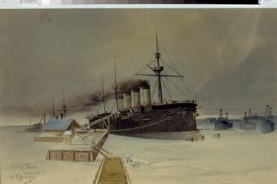 الطراد المدرع روسيا - عمل كونستانتين فاسيليفيتش إيزنبرغ (1859-1911) ، لوحة مائية على ورق مقوى بواسطة كونستانتين فاسيليفيتش إيزنبرغ