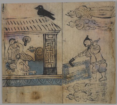 مشهد النوع ، 1 من 4 ، القرن التاسع عشر (حبر ومرحاض على الورق) بواسطة المدرسة الكورية