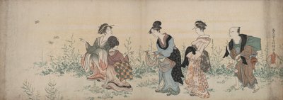 أربع فتيات وخادم يستمتعن بالزهور البرية والفراشات بواسطة كوبو شونمان