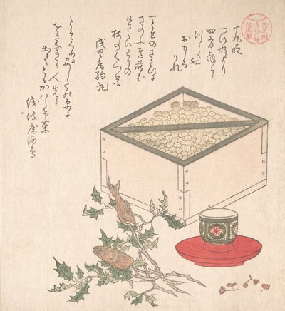 البازلاء الخضراء في مقياس وبخاخات من Hollyhock مع رؤوس السردين ... ، القرن التاسع عشر. بواسطة كوبو شونمان