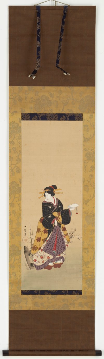 Oiran يقف بجانب شجرة البرقوق بواسطة Kuniyuki Utagawa