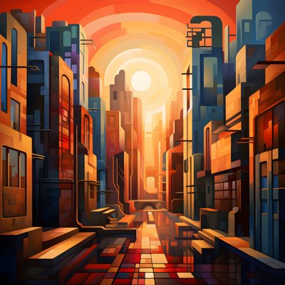 النمط التكعيبي لرسم المناظر الطبيعية الحضرية 1 بواسطة كيرت هيبك