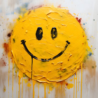 وجه مبتسم أصفر مطلي باللون impasto 4 بواسطة Kurt Heppke