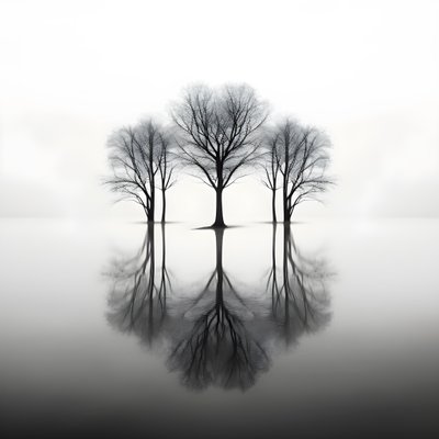 صور بالأبيض والأسود لأشجار على الماء 1 بواسطة Kurt Heppke