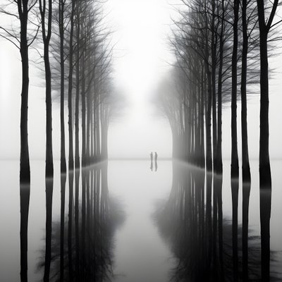 صور بالأبيض والأسود للأشجار على الماء 2 بواسطة Kurt Heppke