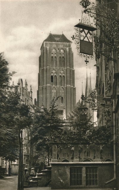 غدانسك. Jopengasse - Marienkirche ، 1931 بواسطة كيرت هيلشر