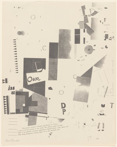بدون عنوان ، رقم 6 من 6 من محفظة Merz 3. Kurt Schwitters 6 مطبوعات حجرية. مجلد Merz. أول محفظة من شركة Merz للنشر (Merz 3. Kurt Schwitters 6 lithos. Merz Portfolio. First Portfolio of the Merz Publisher) بواسطة كيرت شويترز