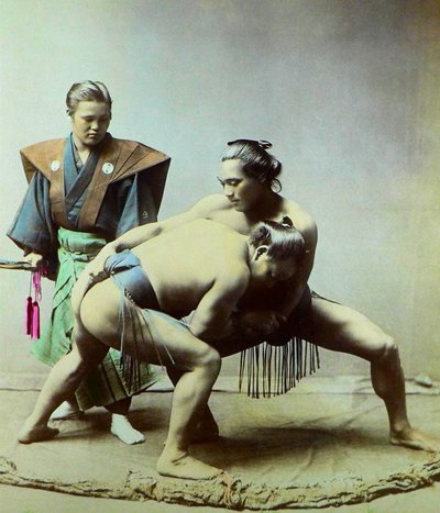 مصارعو السومو ، حوالي 1880 (صورة) بواسطة Kusakabe (Attr. To) Kimbei