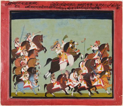 مهراجا بالوانت سينغ من راتلام (حكم من 1825 إلى 1829) في موكب مع أقاربه وخدامه بواسطة كوشالا