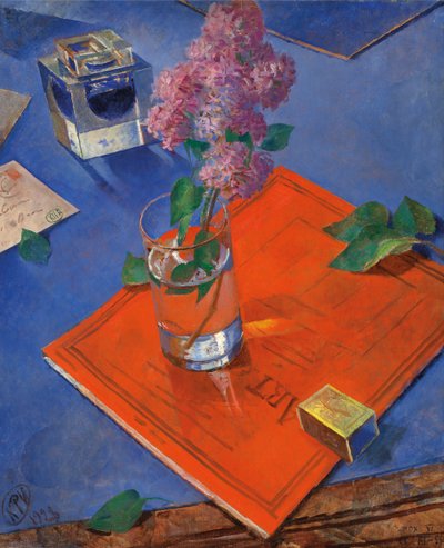 لا تزال الحياة مع أرجواني ، 1928. بواسطة Kuzma Sergeevich Petrov Vodkin
