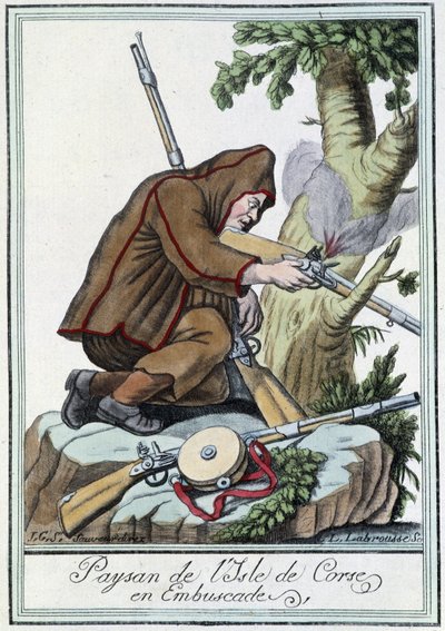 Peasant de l'Isle de Corse en كمائن - في "" Encyclopédie des voyages "بقلم J. Grasset St Sauveur ، Deron ، Paris بواسطة LF Labrousse
