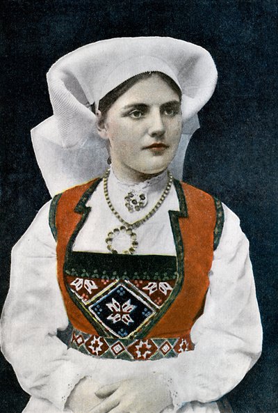 امرأة ترتدي الزي الوطني النرويجي ، c1890 بواسطة لام بولانجر