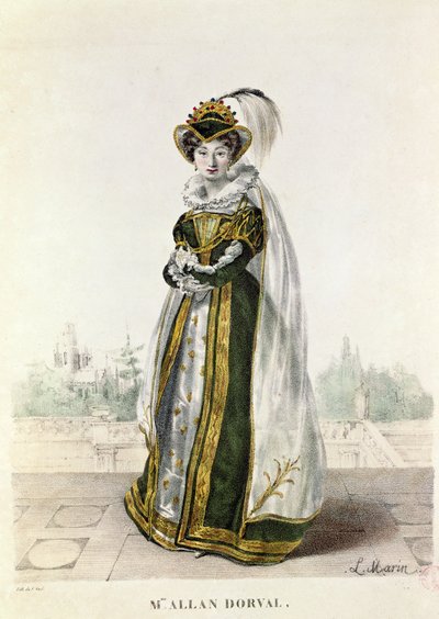 ماري دورفال (1798-1849) في فيلم "Marion Delorme" للمخرج فيكتور هوغو (1802-85) في مسرح la Porte Saint-Martin ، منقوش بواسطة F. Noel بواسطة مارين