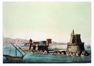 The Harbour and Mole في الجزائر ، اللوحة 69 من "Le Costume Ancien et Moderne" لجول فيراريو ، محفورة من قبل Gaetano Zanson (1771-1816) نشرت c.1820s-30s بواسطة ل. روسي