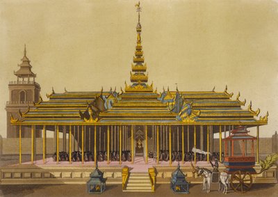 ملك سيام يخاطب المحاكم في جناحه ، اللوحة 69 من Le Costume Ancien et Moderne بواسطة Jules Ferrario ، محفورة بواسطة Gaetano Zancon (1771-1816) المنشورة c.1820s-30s بواسطة ل. روسي