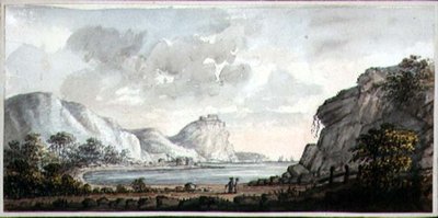 منظر طبيعي بشخصيتين يطلان على خليج ، حوالي 1825 (ألوان مائية على ورق) بواسطة سيدة إيجرتون