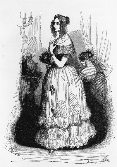 Illustration for Duchess Of Langeais, novel by Honore de Balzac (1799-1850) from multi-volume collection entitled Human Comedy, engraving by Laisne بواسطة لايسن لايسن