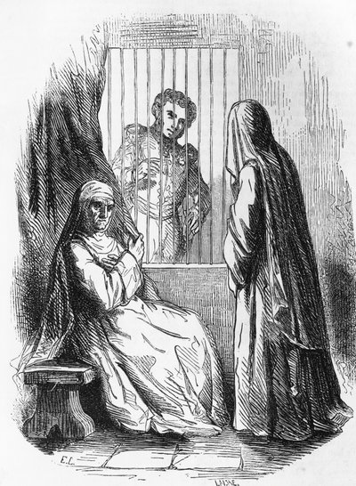 Illustration for Duchess Of Langeais, novel by Honore de Balzac (1799-1850) from multi-volume collection entitled Human Comedy, engraving by Laisne بواسطة لايسن لايسن