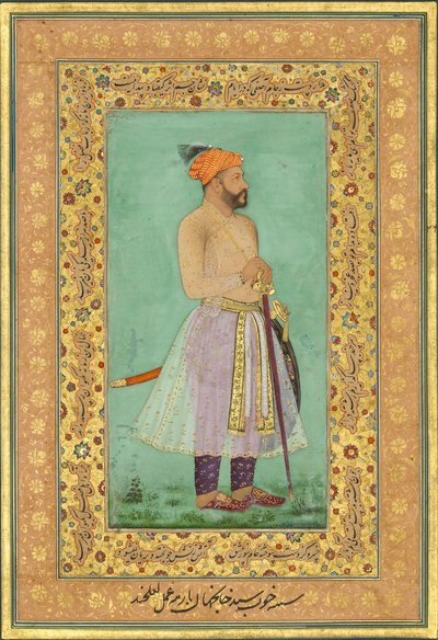 صورة للسيد أبو المظفر خان ، خان جهان برها ، ورقة من شاه جيهان ... ، وجه: c1630 بواسطة أنا علي حرافي