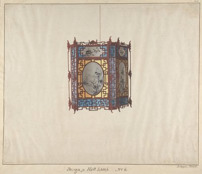 تصميم لمصباح القاعة رقم 6 ، كاليفورنيا. 1845. بواسطة لامكوا