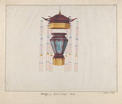 تصميم مصباح القاعة ، كاليفورنيا. 1800-1810. بواسطة لامكوا