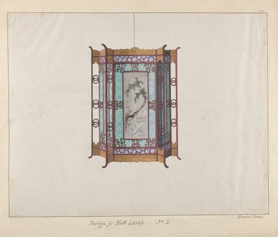 تصميم مصباح القاعة ، كاليفورنيا. 1800-1810. بواسطة لامكوا