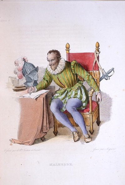 صورة لفرانسوا دي مالهيرب (1555-1628) ، رسم توضيحي من "Le Plutarque Francais" بقلم إي مينشيت ، نُشر في باريس عام 1835 (نقش ملون) بواسطة لانسلوت ثيودور (بعد) توربين دي كريس