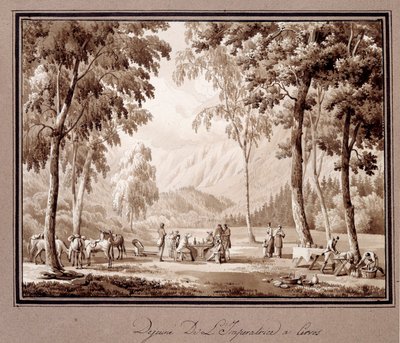 إفطار الإمبراطورة جوزفين دي بوهارنيه في سيرفوس عام 1810. رسم لثيودور توربين دي كريس (1782-1859) بواسطة لانسلوت تيودور توربين دي كريسي