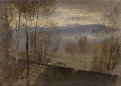 المناظر الطبيعية مساء مع النهر ، ج. 1880. بواسطة Laszlo Mednyanszky