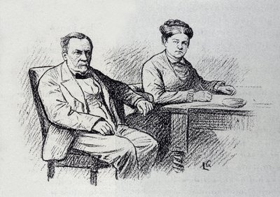 صورة لويس باستور (1822-1895) ، الكيميائي والفيزيائي الفرنسي الذي يملي علاقة مع زوجته ماري لوران. رسم لوسيان لوران جسيل (لوران جسيل) (1860-1944). الدكتور بواسطة لوران لوسيان جسيل