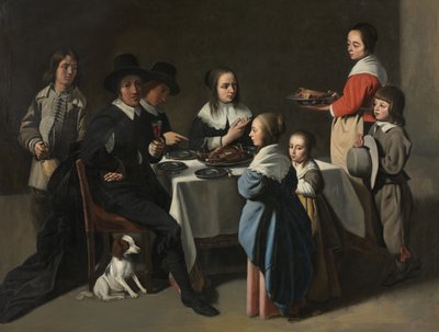 وجبة عائلية ، 1645-55 بواسطة Le Nain Brothers
