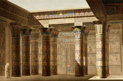 Portico of the Grand Temple of Philae، Nubia، c.1809-1812 (نقش ملون) بواسطة لو بير (بعد)