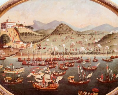 Procession of boats on the water in front of Lazares Hospital, Rio de Janeiro بواسطة لياندرو جواكيم