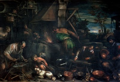 The Forge of Vulcan (زيت على قماش) بواسطة لياندرو دا بونتي باسانو