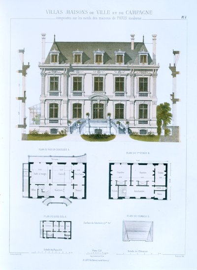 تصميم من &39;Town and Country Houses Based on the Modern Houses of Paris&39; ، c.1864 بواسطة Leblanc