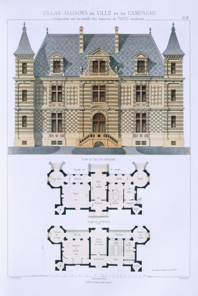 تصميم من &39;Town and Country Houses Based on the Modern Houses of Paris&39; ، c.1864 بواسطة Leblanc