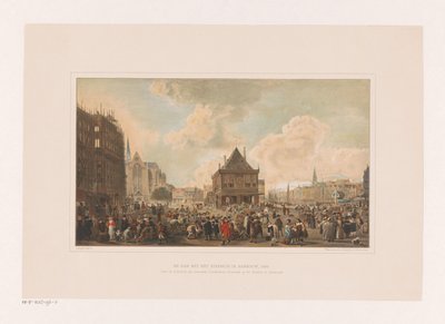 سد في أمستردام مع القصر قيد الإنشاء ساحة السد مع دار البلدية قيد الإنشاء ، 1656 (العنوان على الكائن) بواسطة ليندرت إيزاك فريدريكوس جرونديجس