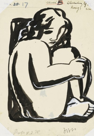 صورة زيتية عارية، الجالسة، المرأة، ب، الركبتين المرفوعتين (رسم) بواسطة ليو جستل