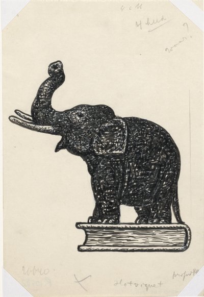 الفيل على الكتاب (رسم) بواسطة ليو جستل