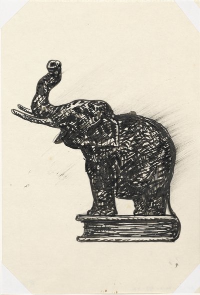 الفيل على الكتاب (رسم) بواسطة ليو جستل