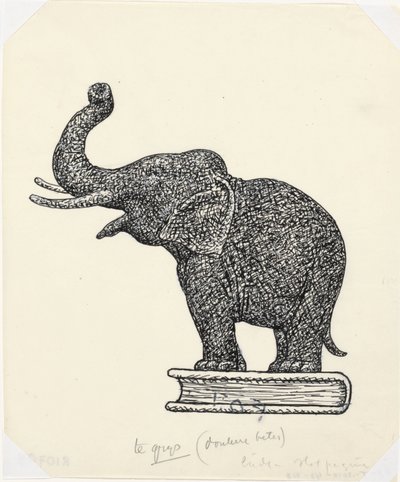 الفيل على الكتاب (رسم) بواسطة ليو جستل